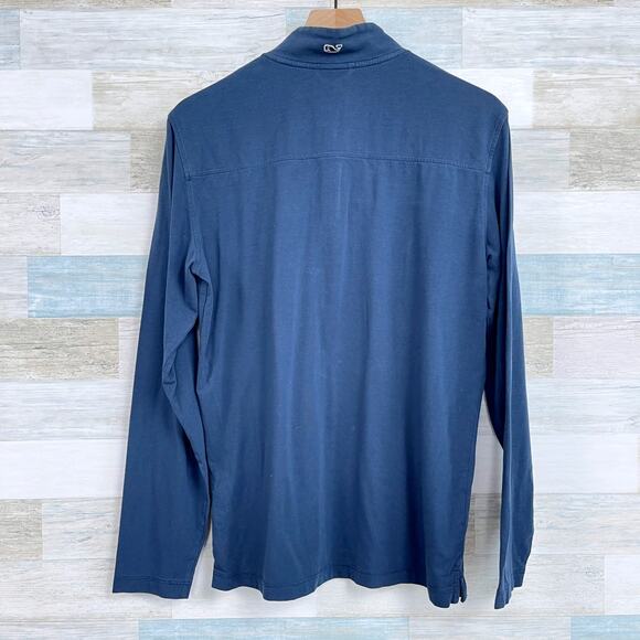 Vineyard Vines Edgartown Mock Neck 1/4 Zip Shep Shirt Blue Pima Mens Small - Picture 4 of 6